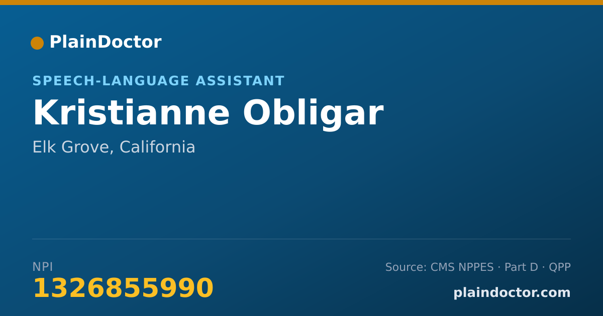 Shareable card for Kristianne Obligar - Speech-Language Assistant, Elk Grove, CA