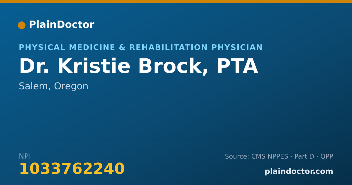 Shareable card for Kristie Brock, PTA - Physical Medicine & Rehabilitation Physician, Salem, OR
