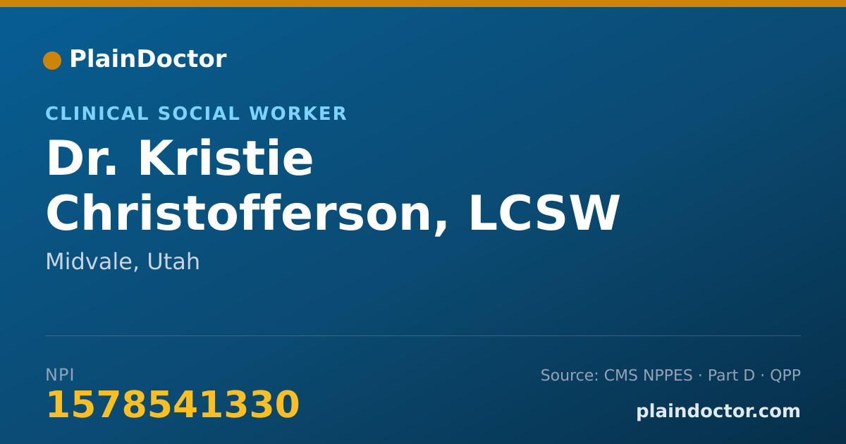 Shareable card for Kristie Christofferson, LCSW - Clinical Social Worker, Midvale, UT