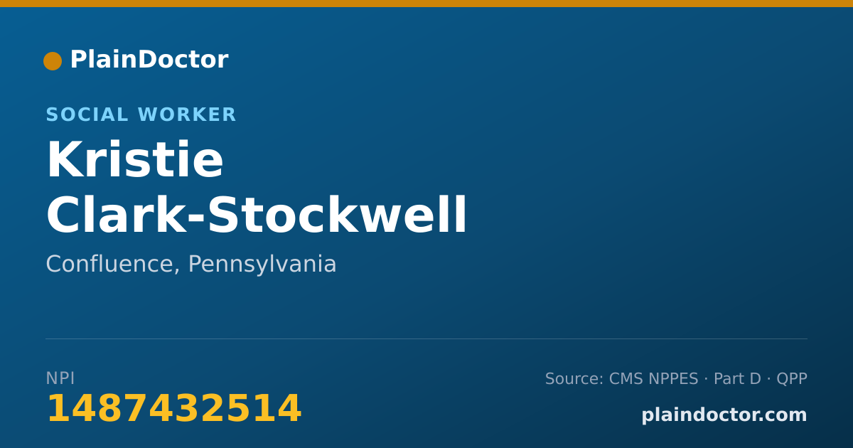 Shareable card for Kristie Clark-Stockwell - Social Worker, Confluence, PA