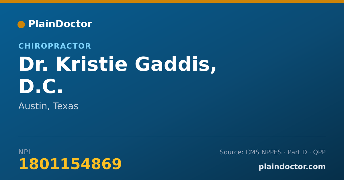 Shareable card for Kristie Gaddis, D.C. - Chiropractor, Austin, TX