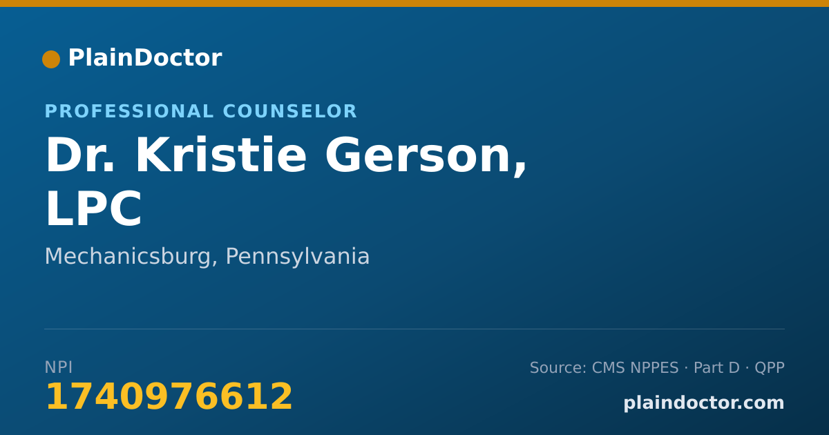 Shareable card for Kristie Gerson, LPC - Professional Counselor, Mechanicsburg, PA