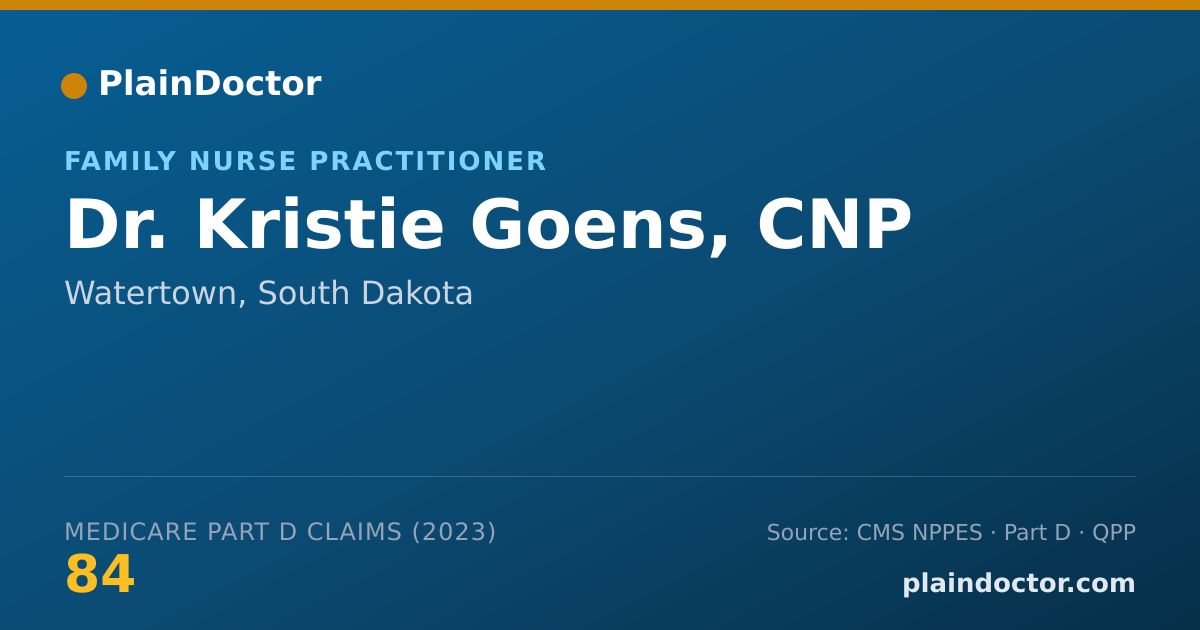 Shareable card for Kristie Goens, CNP - Family Nurse Practitioner, Watertown, SD