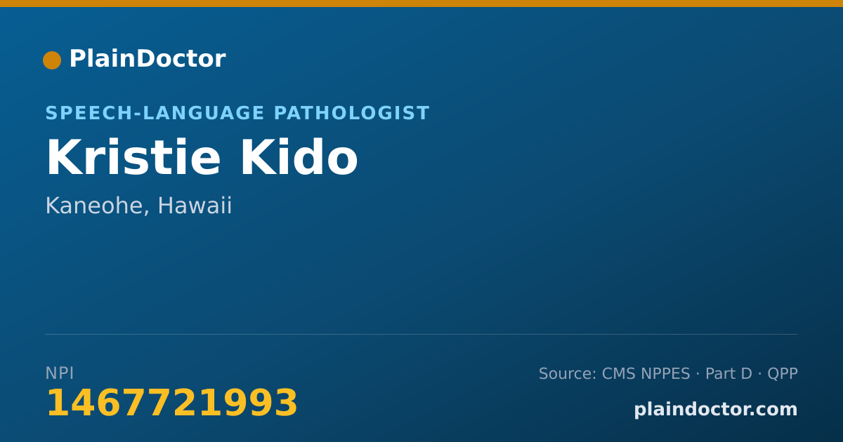 Shareable card for Kristie Kido - Speech-Language Pathologist, Kaneohe, HI