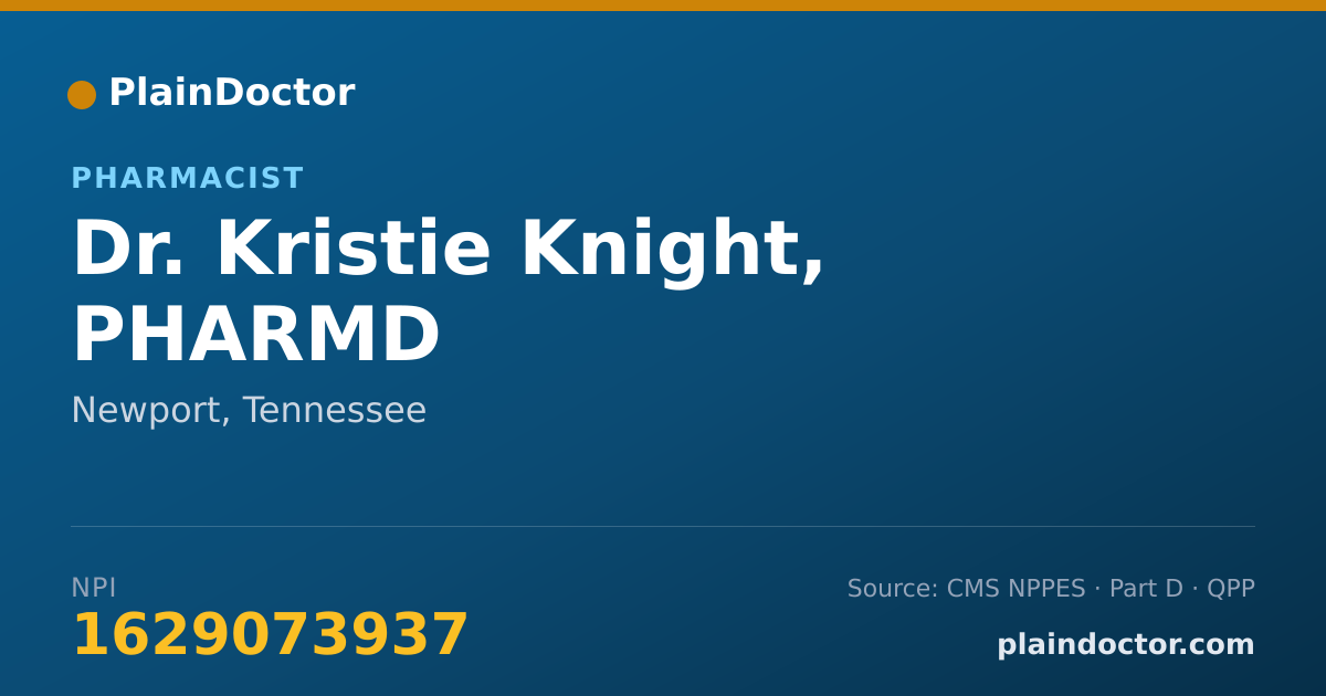 Shareable card for Kristie Knight, PHARMD - Pharmacist, Newport, TN
