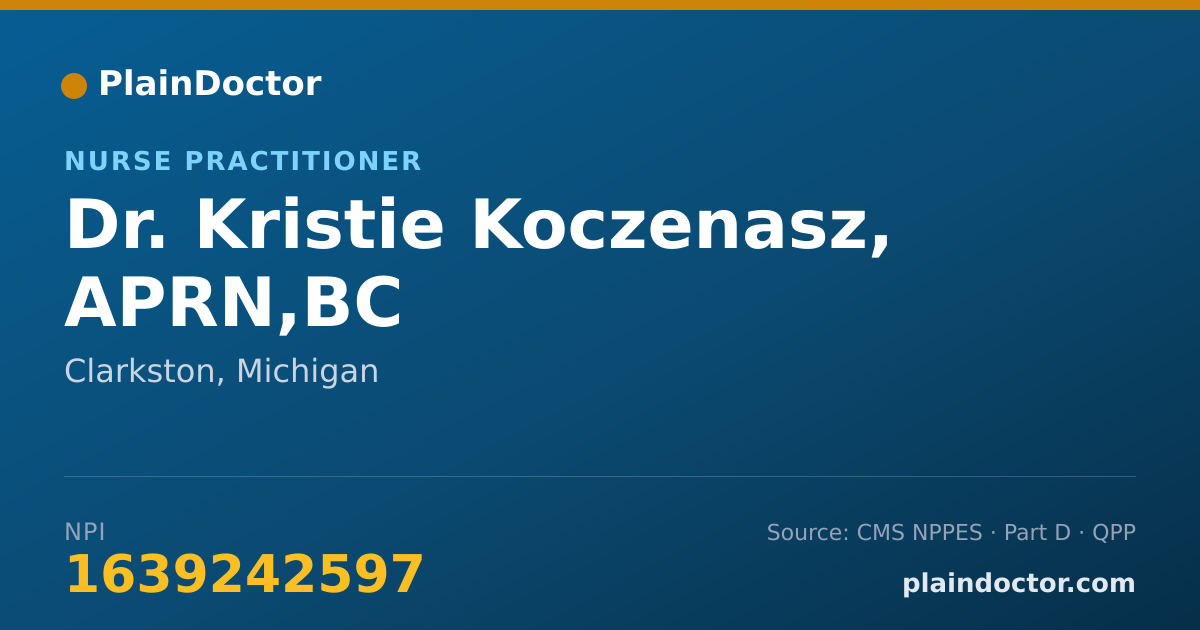 Shareable card for Kristie Koczenasz, APRN,BC - Nurse Practitioner, Clarkston, MI