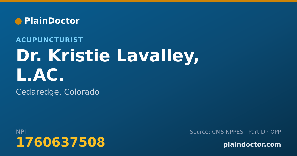 Shareable card for Kristie Lavalley, L.AC. - Acupuncturist, Cedaredge, CO