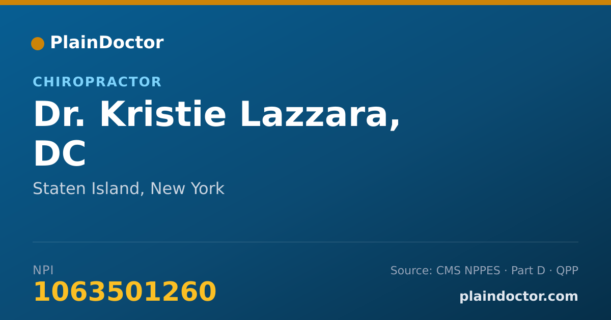 Shareable card for Kristie Lazzara, DC - Chiropractor, Staten Island, NY