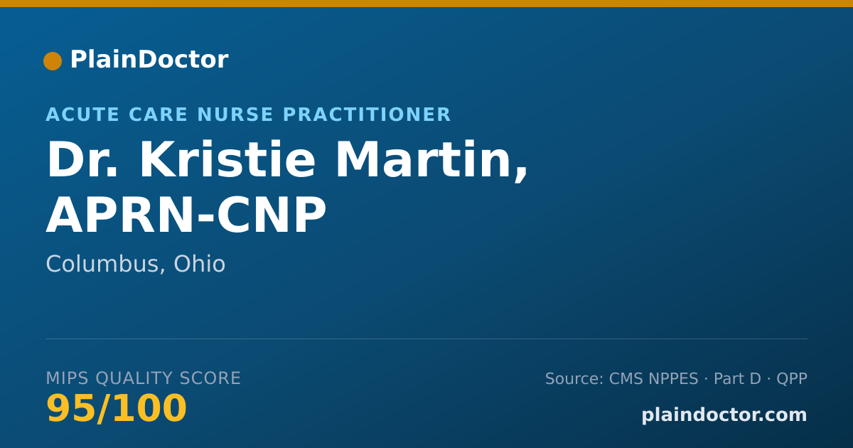 Shareable card for Kristie Martin, APRN-CNP - Acute Care Nurse Practitioner, Columbus, OH
