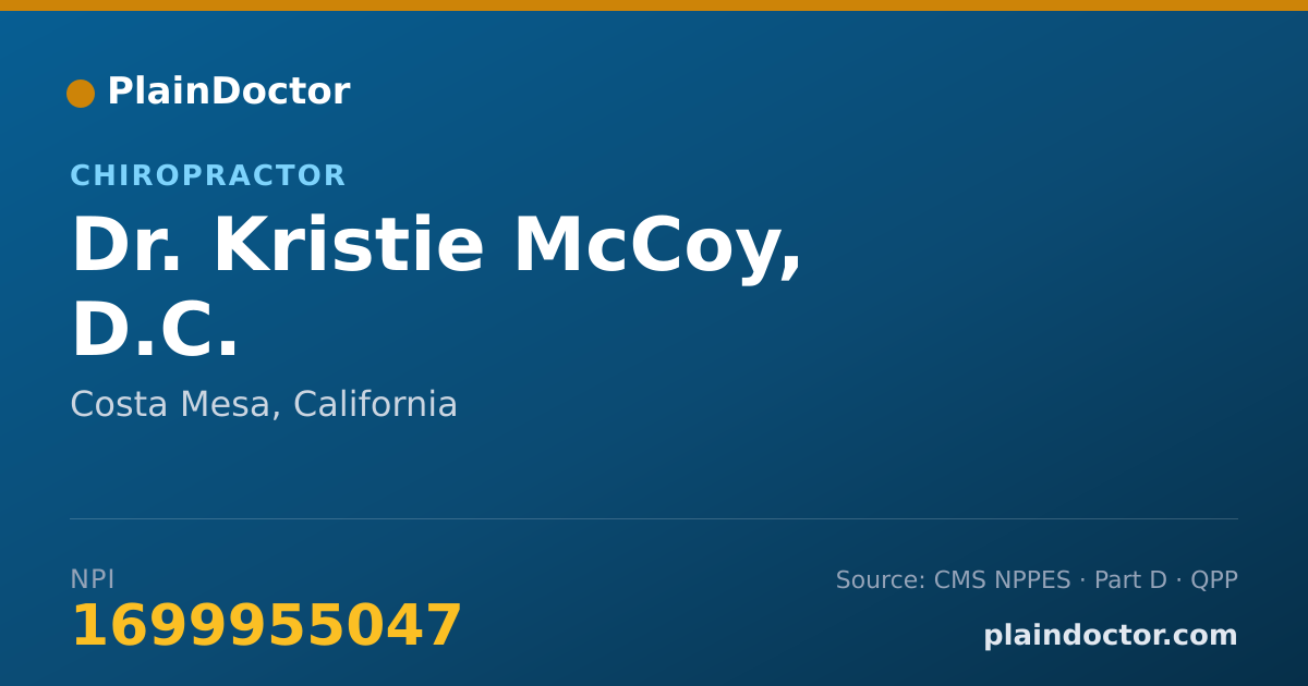 Shareable card for Kristie McCoy, D.C. - Chiropractor, Costa Mesa, CA