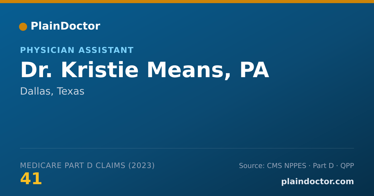 Shareable card for Kristie Means, PA - Physician Assistant, Dallas, TX