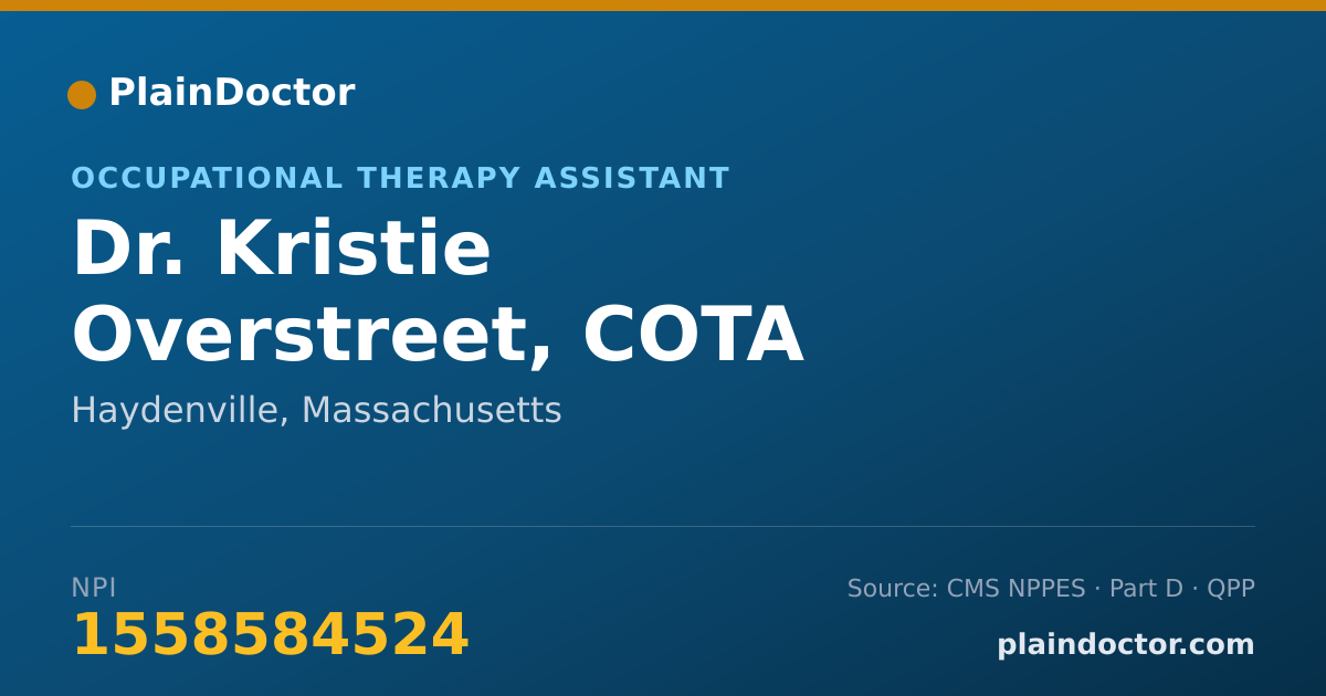 Shareable card for Kristie Overstreet, COTA - Occupational Therapy Assistant, Haydenville, MA