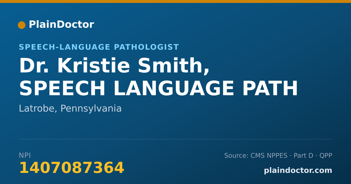 Shareable card for Kristie Smith, SPEECH LANGUAGE PATH - Speech-Language Pathologist, Latrobe, PA