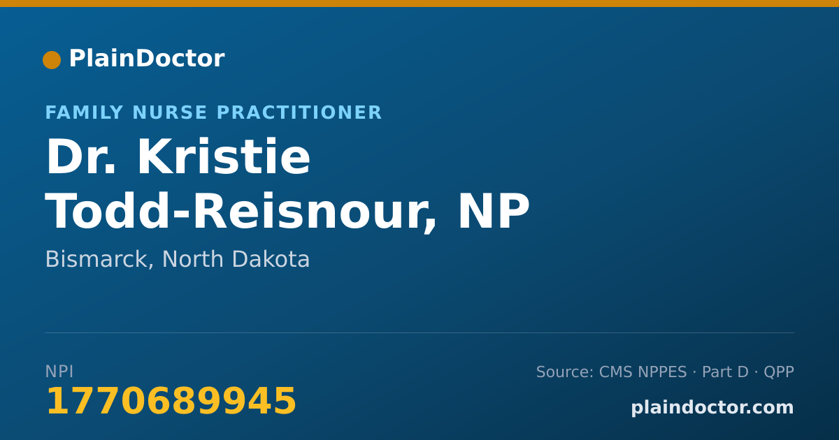 Shareable card for Kristie Todd-Reisnour, NP - Family Nurse Practitioner, Bismarck, ND