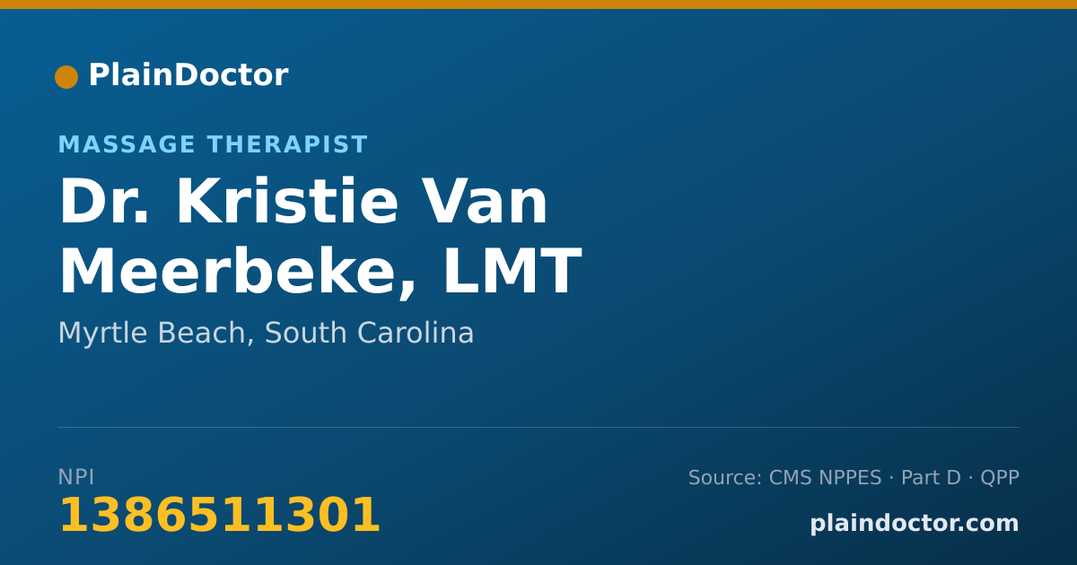 Shareable card for Kristie Van Meerbeke, LMT - Massage Therapist, Myrtle Beach, SC
