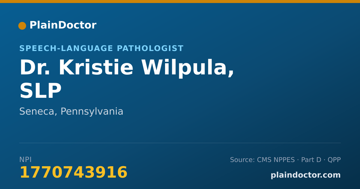 Shareable card for Kristie Wilpula, SLP - Speech-Language Pathologist, Seneca, PA
