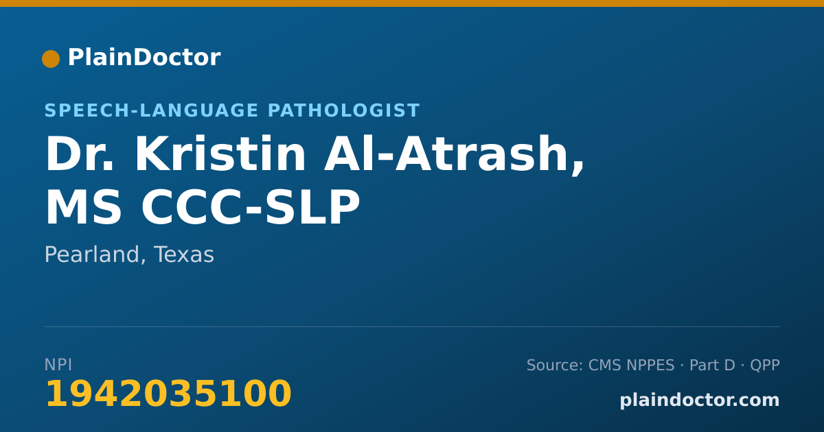 Shareable card for Kristin Al-Atrash, MS CCC-SLP - Speech-Language Pathologist, Pearland, TX