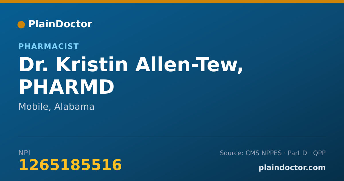 Shareable card for Kristin Allen-Tew, PHARMD - Pharmacist, Mobile, AL