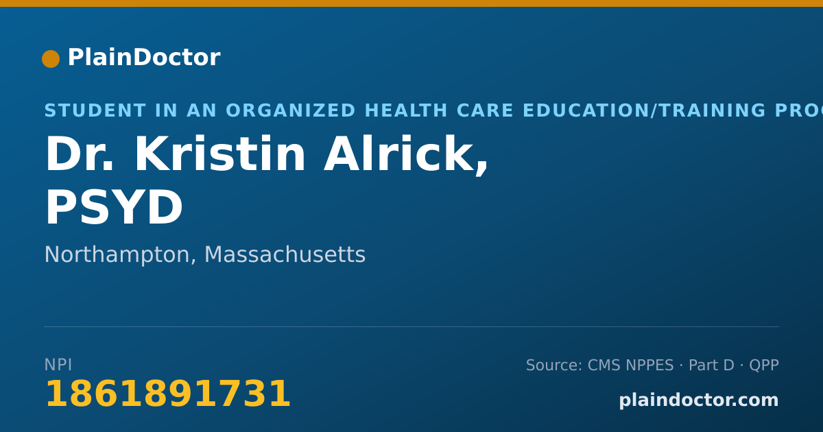 Shareable card for Kristin Alrick, PSYD - Student in an Organized Health Care Education/Training Program, Northampton, MA