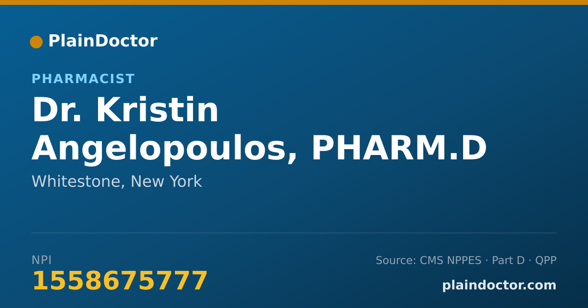 Shareable card for Kristin Angelopoulos, PHARM.D - Pharmacist, Whitestone, NY