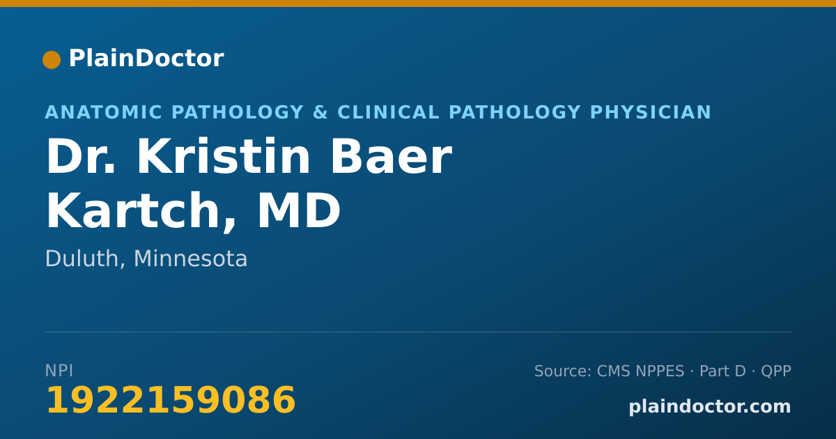 Shareable card for Kristin Baer Kartch, MD - Anatomic Pathology & Clinical Pathology Physician, Duluth, MN