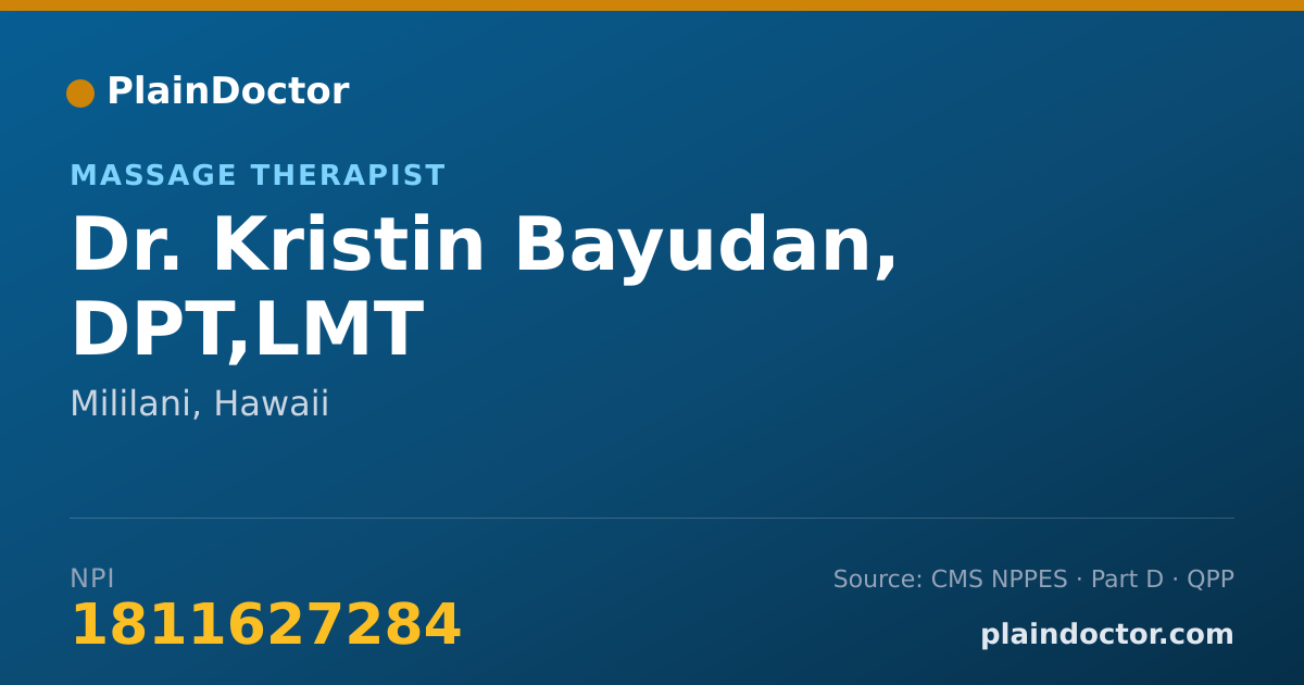 Shareable card for Kristin Bayudan, DPT,LMT - Massage Therapist, Mililani, HI