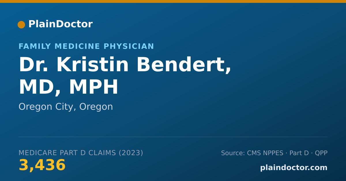 Shareable card for Kristin Bendert, MD, MPH - Family Medicine Physician, Oregon City, OR