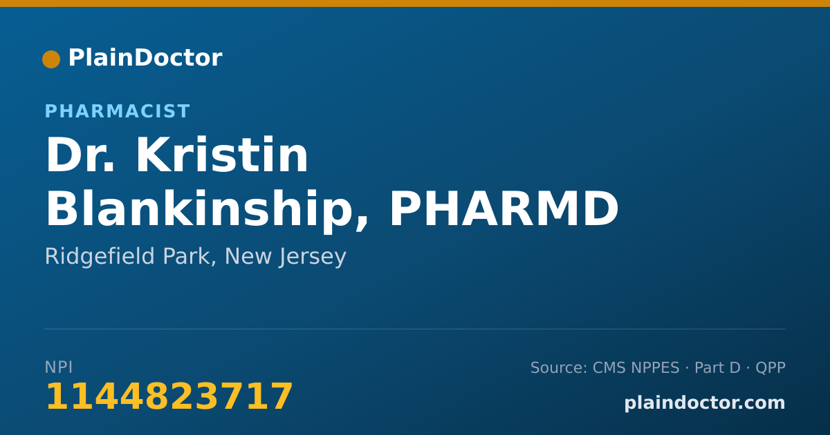 Shareable card for Kristin Blankinship, PHARMD - Pharmacist, Ridgefield Park, NJ