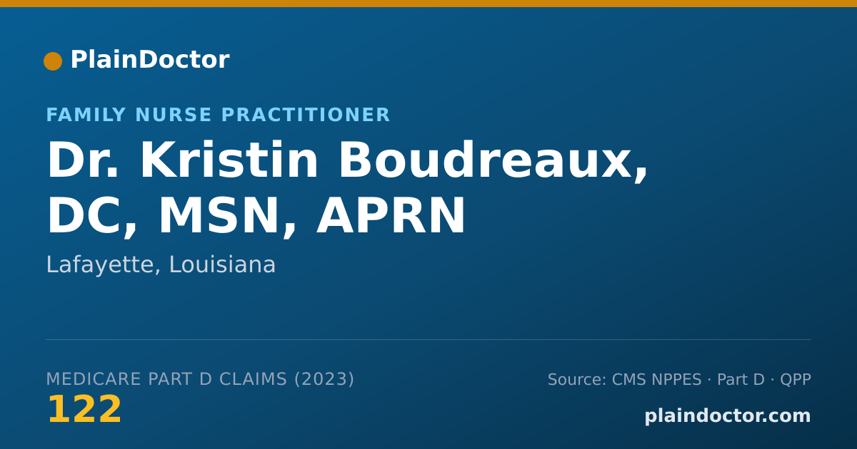 Shareable card for Kristin Boudreaux, DC, MSN, APRN - Family Nurse Practitioner, Lafayette, LA