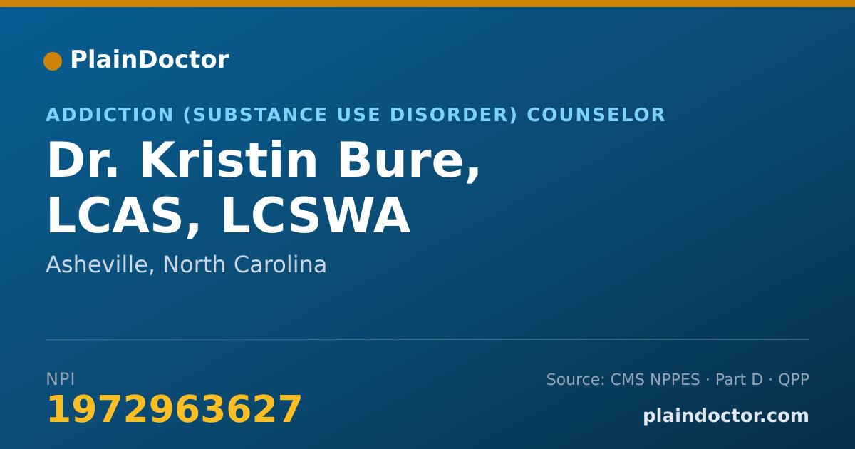 Shareable card for Kristin Bure, LCAS, LCSWA - Addiction (Substance Use Disorder) Counselor, Asheville, NC