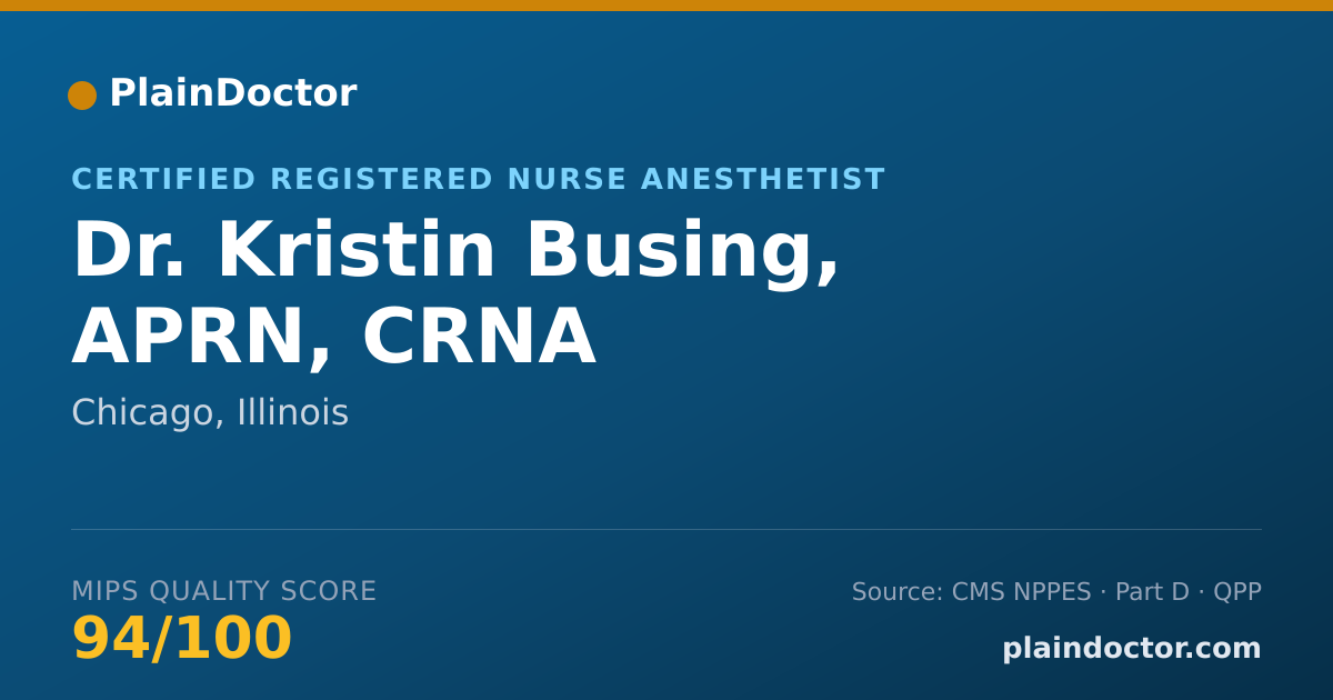Shareable card for Kristin Busing, APRN, CRNA - Certified Registered Nurse Anesthetist, Chicago, IL