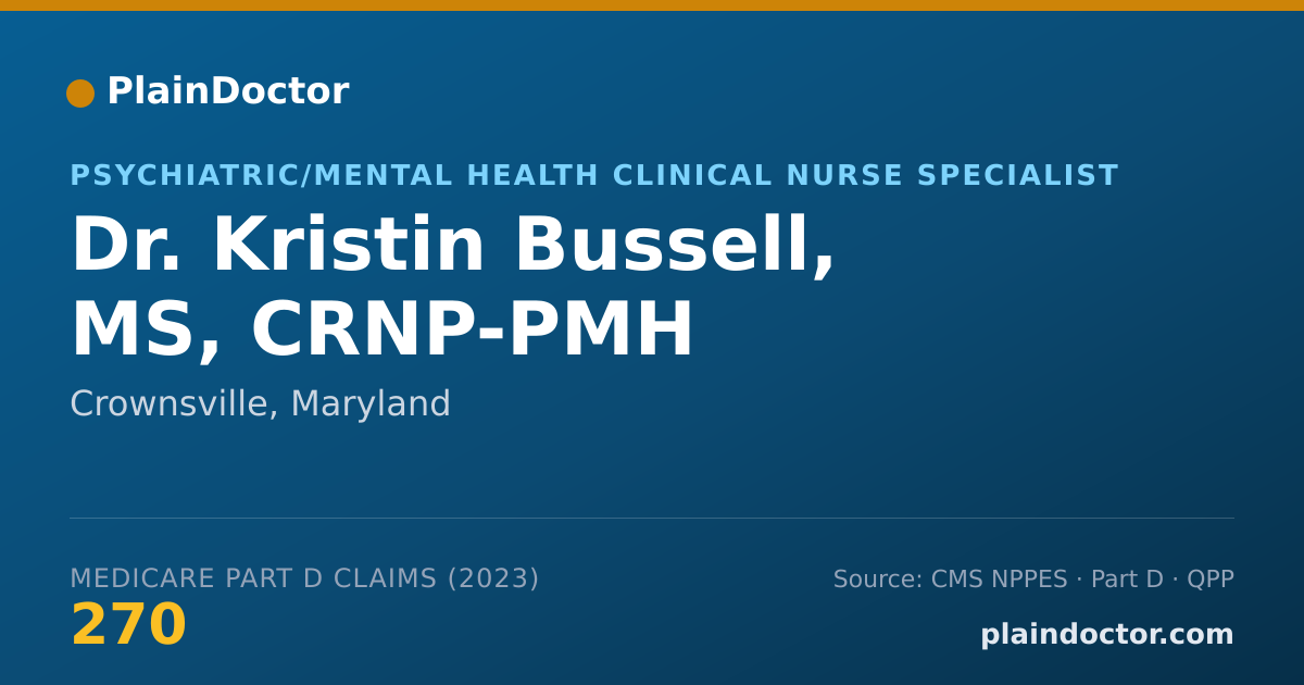 Shareable card for Kristin Bussell, MS, CRNP-PMH - Psychiatric/Mental Health Clinical Nurse Specialist, Crownsville, MD