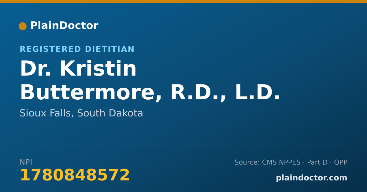 Shareable card for Kristin Buttermore, R.D., L.D. - Registered Dietitian, Sioux Falls, SD