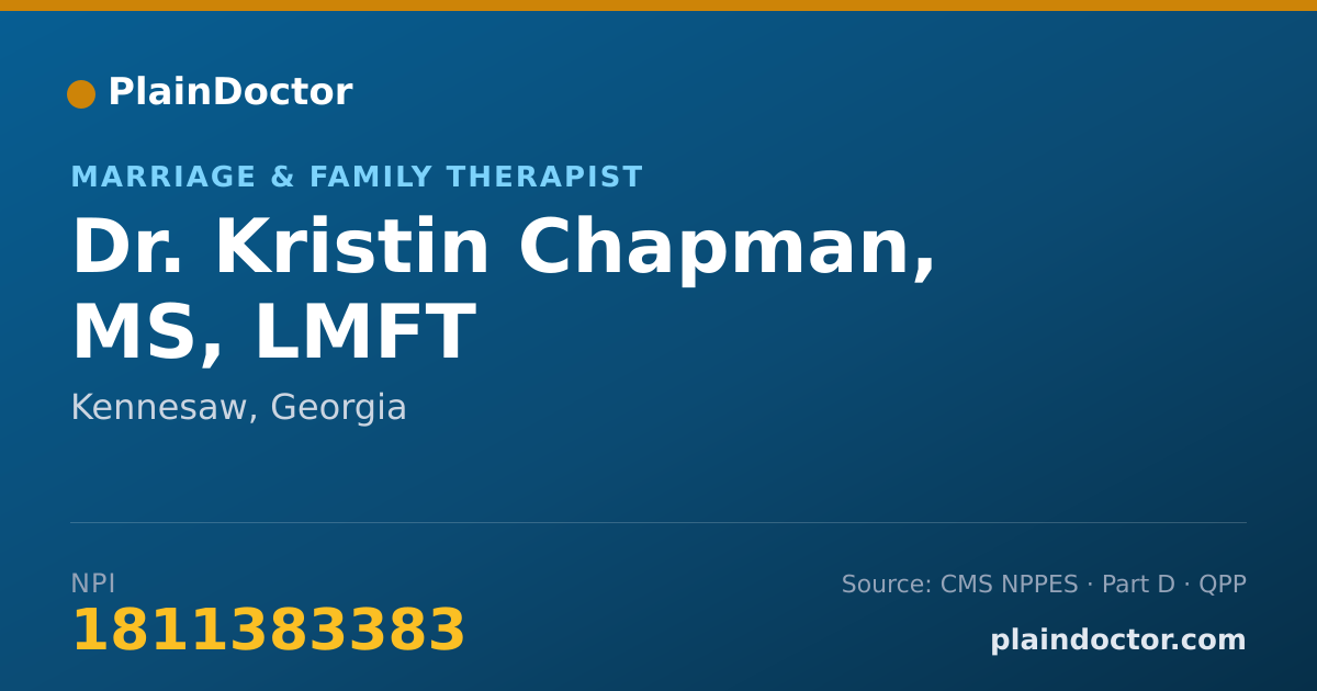 Shareable card for Kristin Chapman, MS, LMFT - Marriage & Family Therapist, Kennesaw, GA