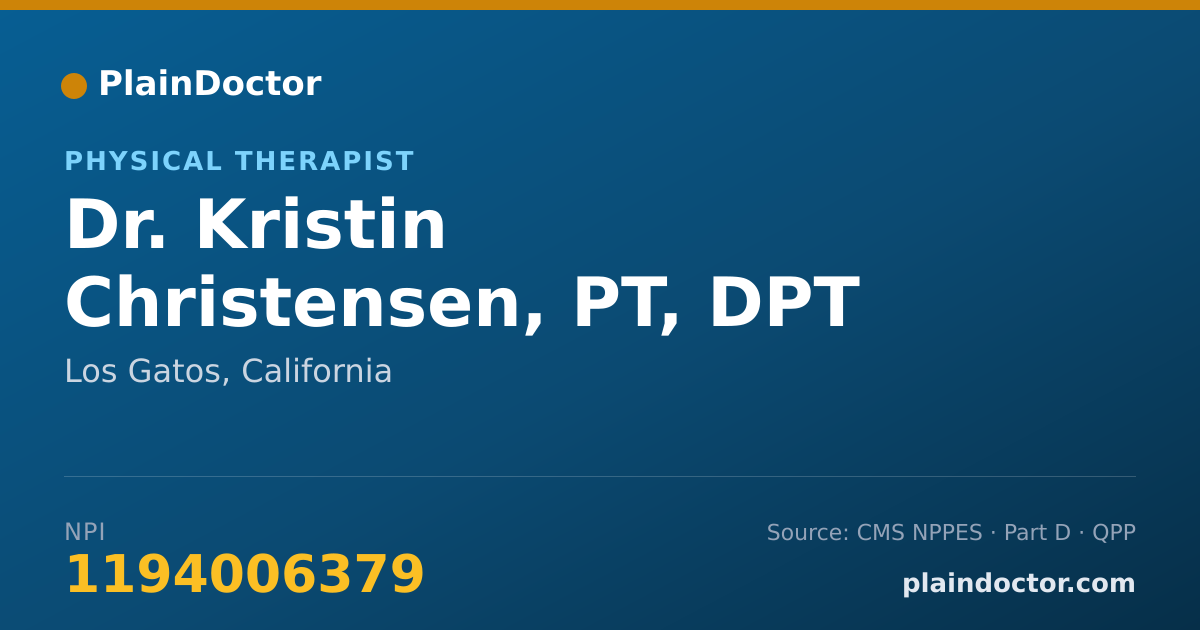 Shareable card for Kristin Christensen, PT, DPT - Physical Therapist, Los Gatos, CA