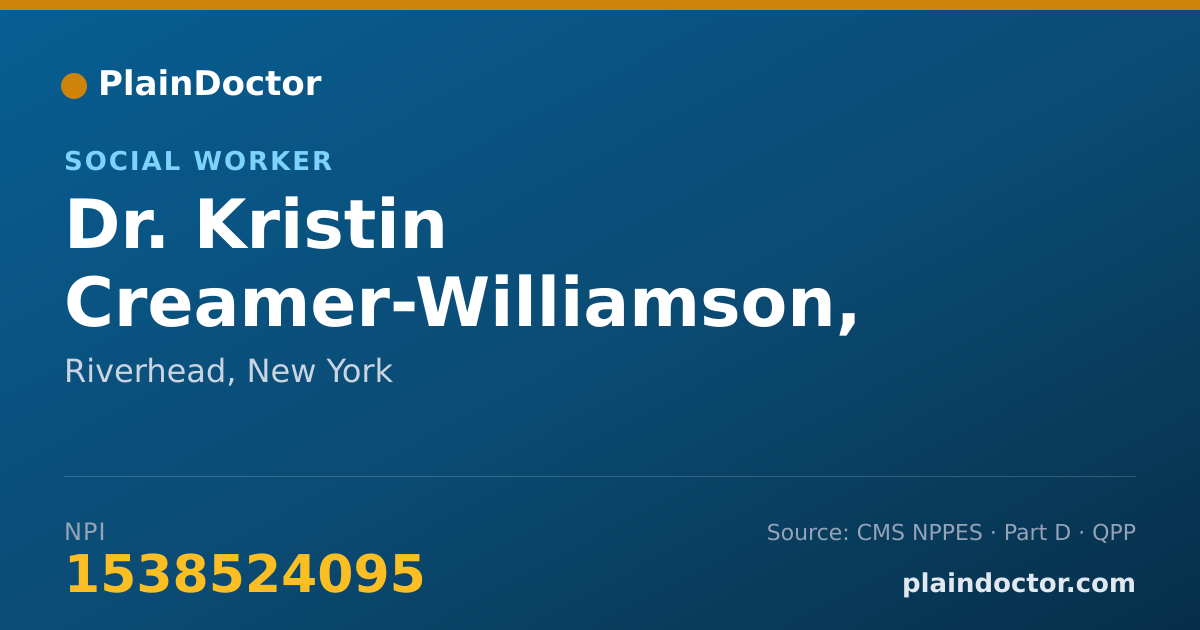 Shareable card for Kristin Creamer-Williamson, LMSW - Social Worker, Riverhead, NY
