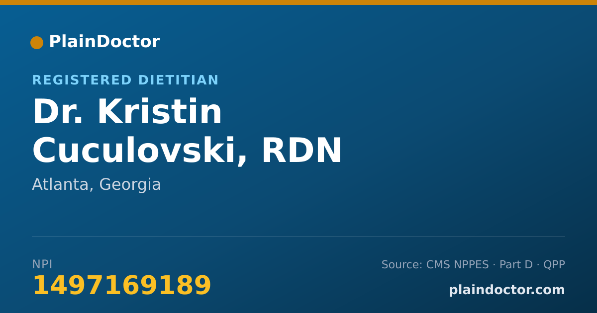 Shareable card for Kristin Cuculovski, RDN - Registered Dietitian, Atlanta, GA