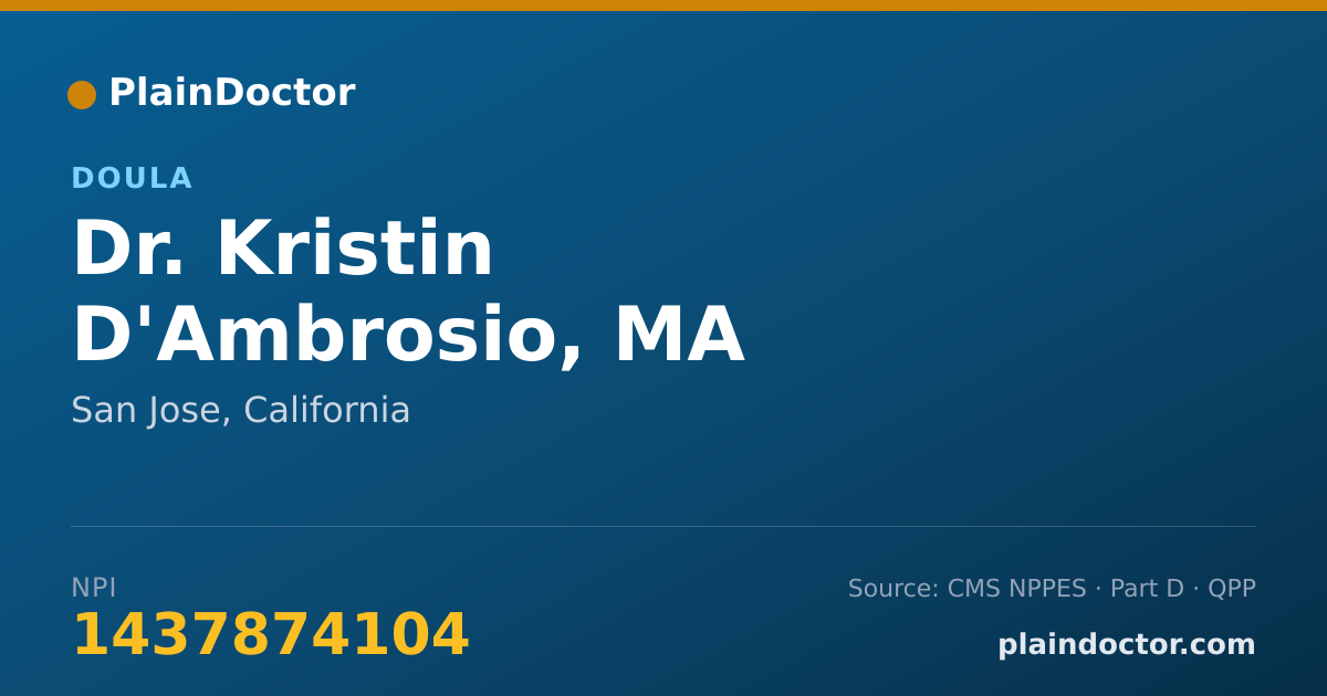 Shareable card for Kristin D'Ambrosio, MA - Doula, San Jose, CA
