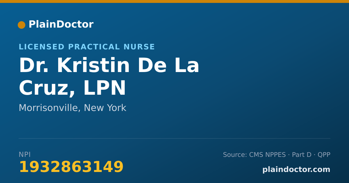 Shareable card for Kristin De La Cruz, LPN - Licensed Practical Nurse, Morrisonville, NY