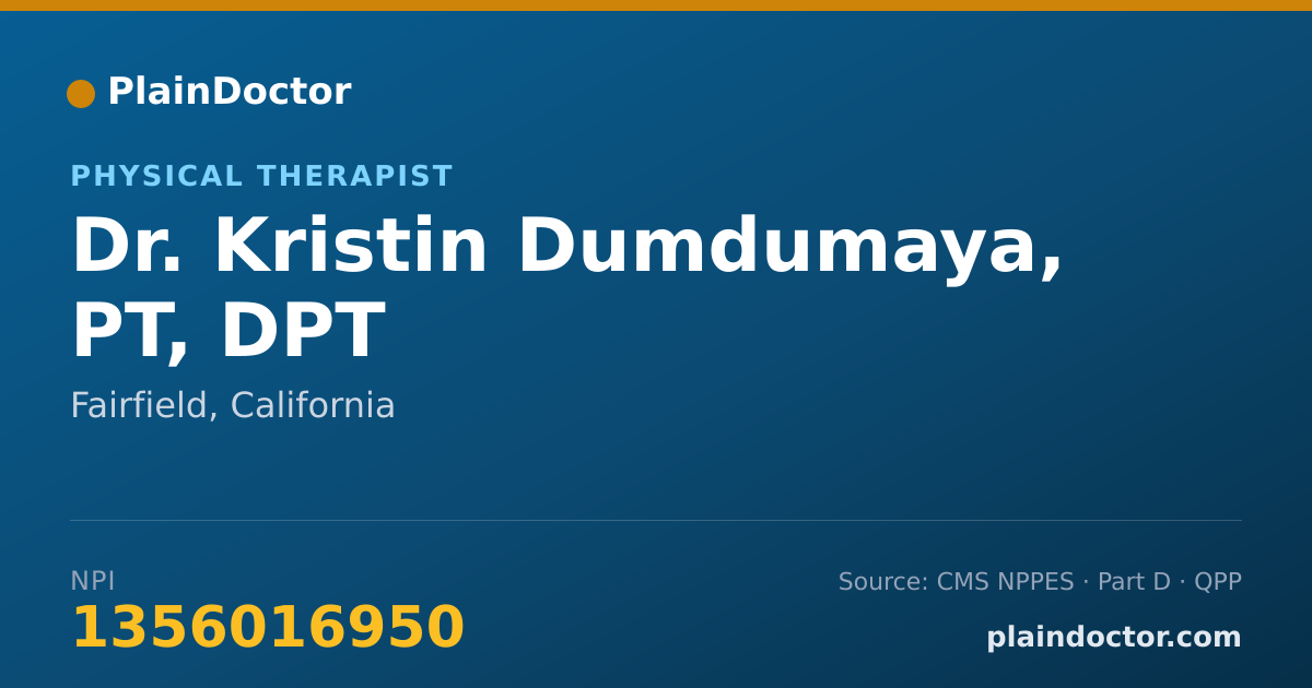 Shareable card for Kristin Dumdumaya, PT, DPT - Physical Therapist, Fairfield, CA