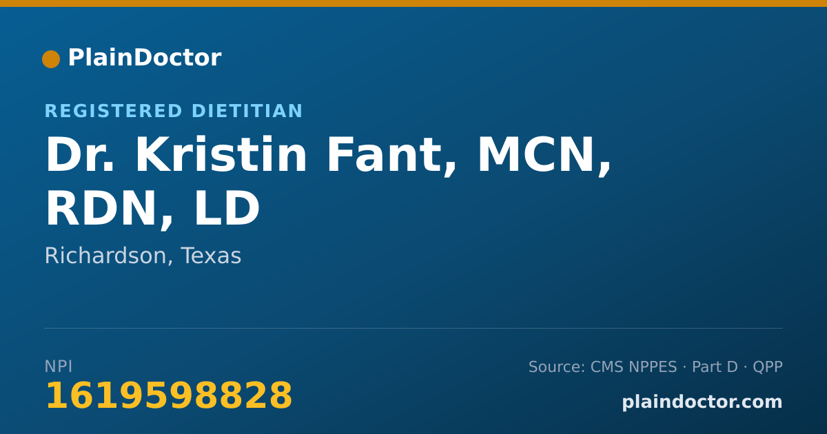 Shareable card for Kristin Fant, MCN, RDN, LD - Registered Dietitian, Richardson, TX