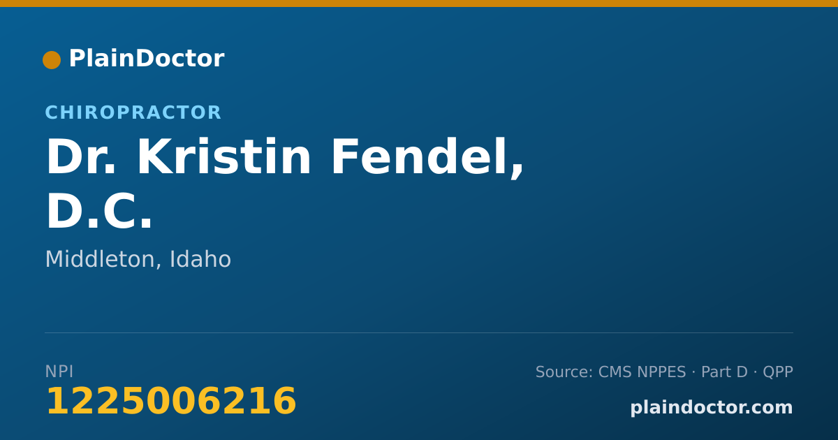 Shareable card for Kristin Fendel, D.C. - Chiropractor, Middleton, ID