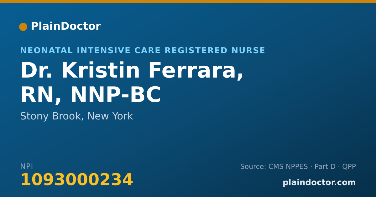 Shareable card for Kristin Ferrara, RN, NNP-BC - Neonatal Intensive Care Registered Nurse, Stony Brook, NY