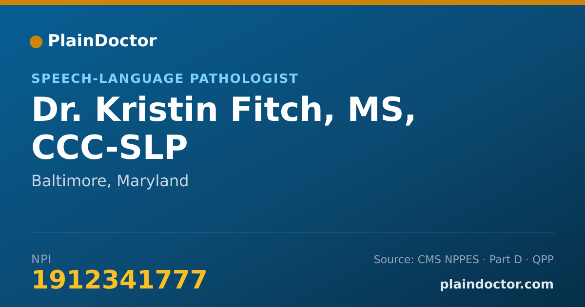 Shareable card for Kristin Fitch, MS, CCC-SLP - Speech-Language Pathologist, Baltimore, MD