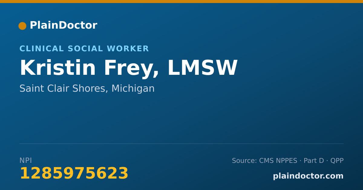 Shareable card for Kristin Frey, LMSW - Clinical Social Worker, Saint Clair Shores, MI