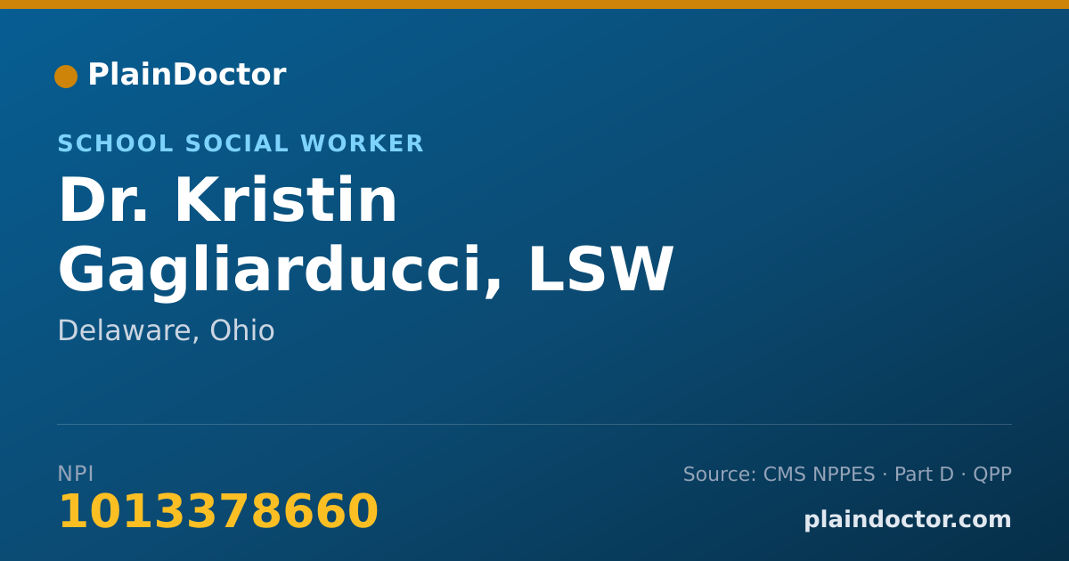 Shareable card for Kristin Gagliarducci, LSW - School Social Worker, Delaware, OH