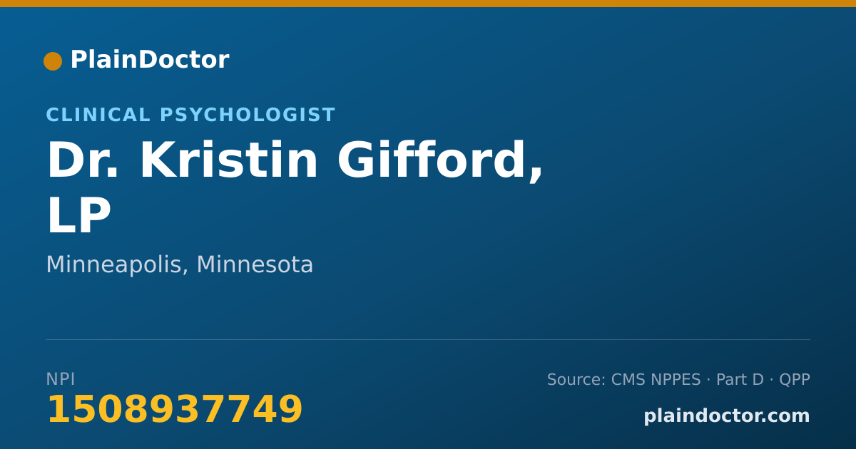 Shareable card for Kristin Gifford, LP - Clinical Psychologist, Minneapolis, MN