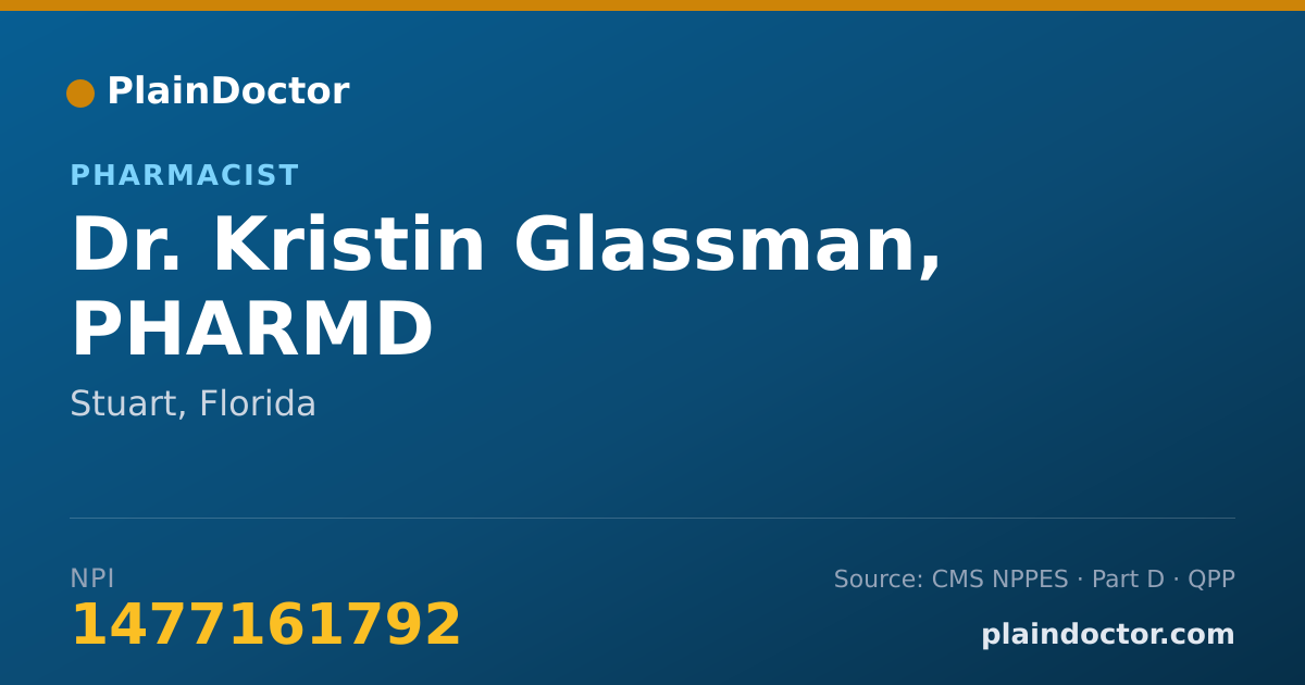 Shareable card for Kristin Glassman, PHARMD - Pharmacist, Stuart, FL