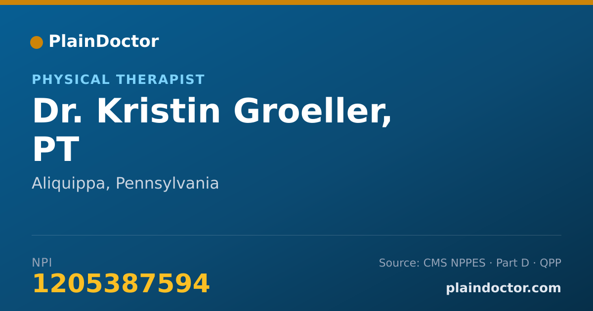 Shareable card for Kristin Groeller, PT - Physical Therapist, Aliquippa, PA