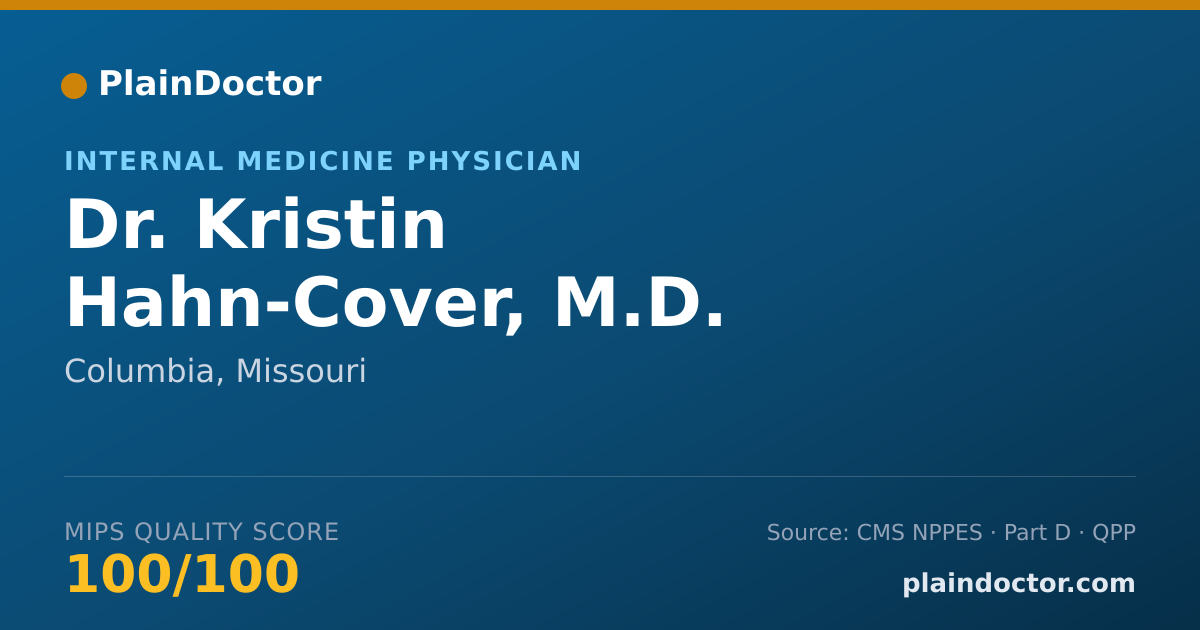 Shareable card for Kristin Hahn-Cover, M.D. - Internal Medicine Physician, Columbia, MO